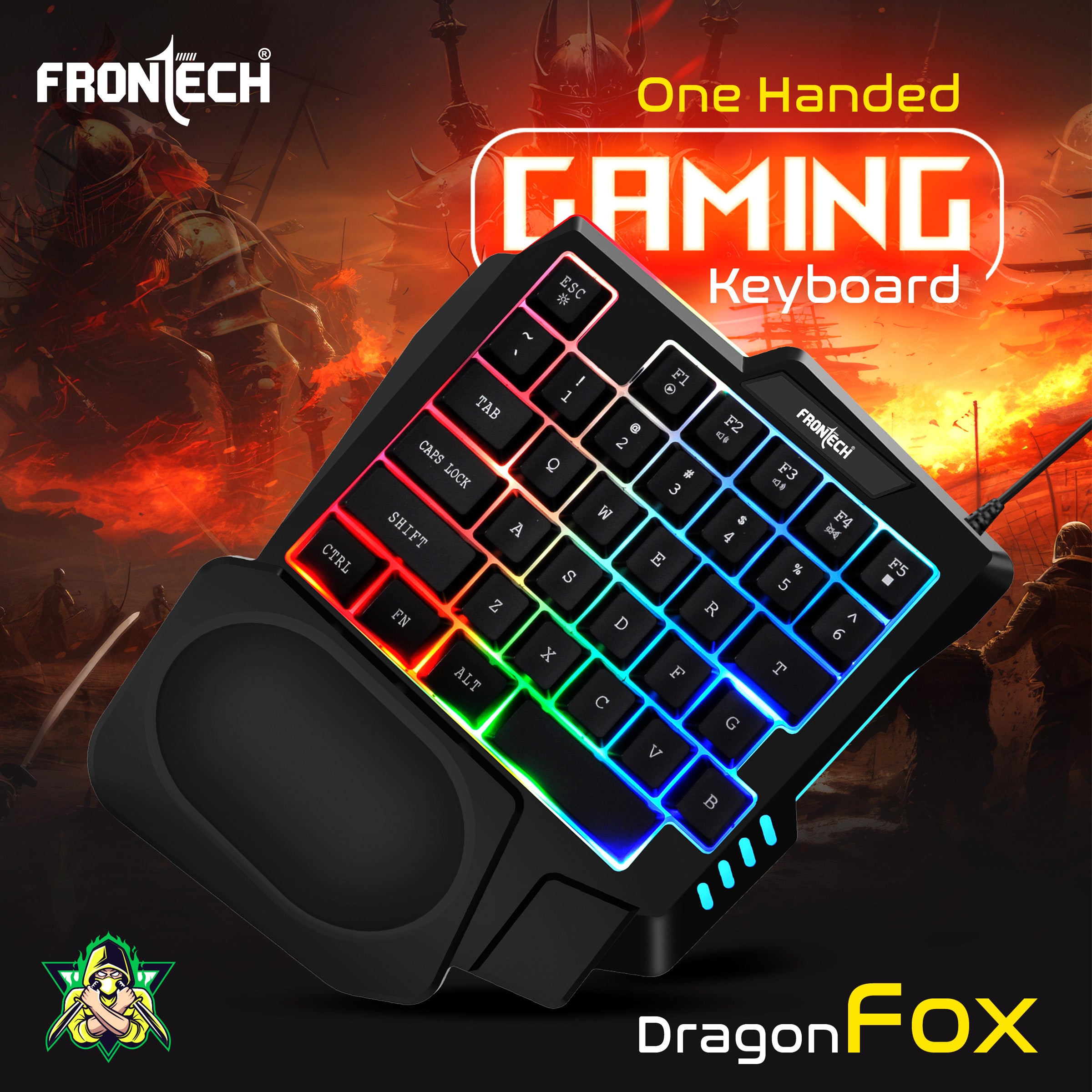 FRONTECH KB-0008P Dragon Fox Rainbow Backlit Gaming Keyboard | 35 Anti-Ghosting & Mechanical Keys | USB Wired Compact Keyboard for PC & Laptop | Windows Compatible | Plug & Play FRONTECH KB-0008P Dragon Fox Rainbow Backlit Gaming Keyboard | 35 Anti-Ghosting & Mechanical Keys | USB Wired Compact Keyboard for PC & Laptop | Windows Compatible | Plug & Play